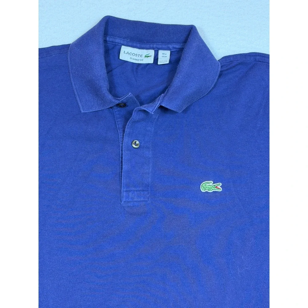 Lacoste Classic Fit Men's Polo Shirt Navy Blue Short Sleeve Embroidered Size Med